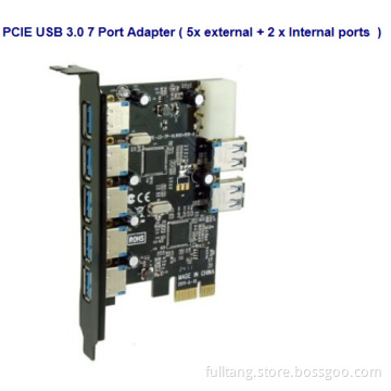 Pcie USB 3.0 7 Port Adapter (5X external + 2 X Internal ports)